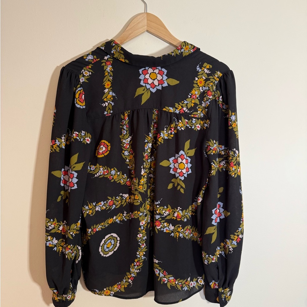 Modcloth Size S Black Floral Blouse - Picture 5 of 7